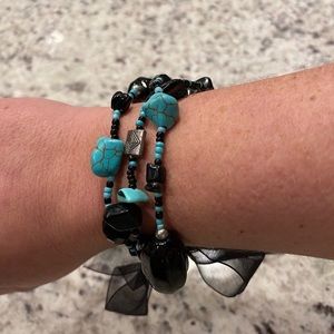 Turquoise and Black Set of 3 Bracelets